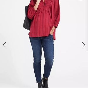 Hatch Cecily Blouse (red plum stripe)